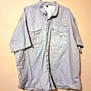 Mens Vented Fishing Shirt Gray Alimens & Gentle Size 5XL Lightweight PFG Button